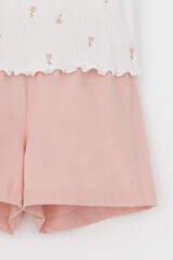 пижама  для девочки  К 1596-1/цветочная полянка,дымчатая роза