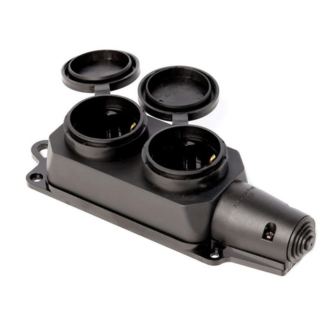 Розетка 2-местная каучуковая с крышками, з/к, 16А IP44 Smartbuy (SBE-16-2-00-R)