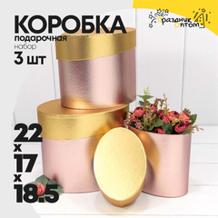 
          Коробка 22х17х18.5 см Набор 3 шт "Металл" (Розовый)