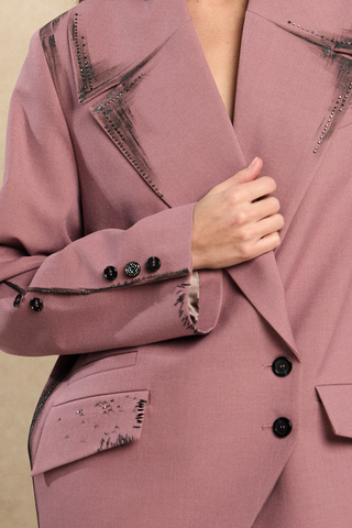 Жакет свободного кроя c ручной росписью и вышивкой