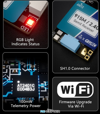 Приёмник GEPRC ELRS 915M/2.4G Gemini Xrossband