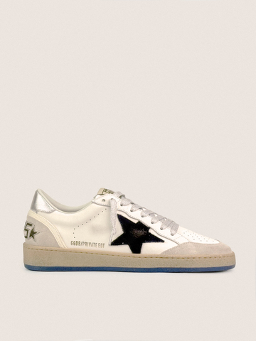 Ball Star in white leather with black star and heel tab