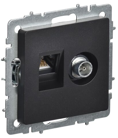 BRITE Роз. двойная TV+RJ45 кат.5E РТВ/РК12-БрЧ черн. IEK