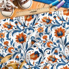 Ткань премиум шелк искусственный Армани сказочные цветы