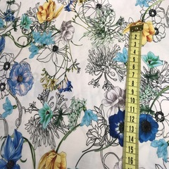 Ткань вискоза белая цветы 3116