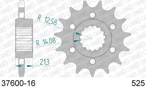 37600-16 звезда передняя (ведущая) стальная, 525, AFAM
