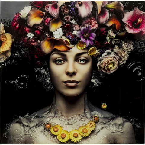 Картина стеклянная Flower Art Lady 80×80 см