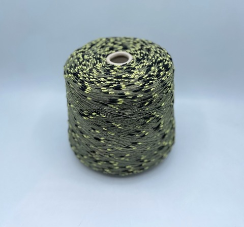 Бобинная пряжа (пр.Италия) art-Nodino 750м/100гр, 70% Полиамид, 30% Вискоза цвет-Светло-зеленый+черный, арт.33733