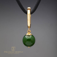 Серьги "Классика". Зеленый нефрит, 10мм