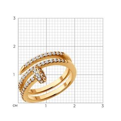 93-110-02048-1  - Оригинальное кольцо в форме двойного гвоздя из серебра в позолоте