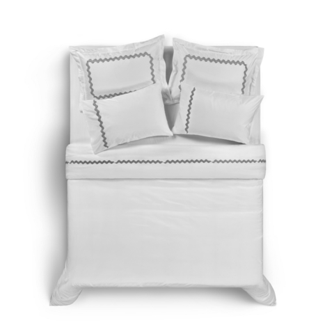 Наволочка декоративная 65x65 Hamam Wave Sateen white/dark grey бел/т.серый