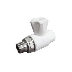 Кран шаровой для радиатора ПП 20-1/2'' PN 25, прямой, с американкой, белый, Valfex