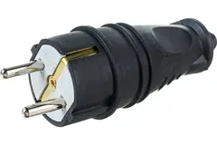 1703750 Вилка с заземлением Каучук 16А IP44 Черная евро NE-AD 4001
