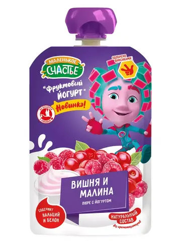 Йогурт - Пюре Фиксики Вишня и Малина 85гр