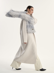 Шарф меховое боа серо-голубой