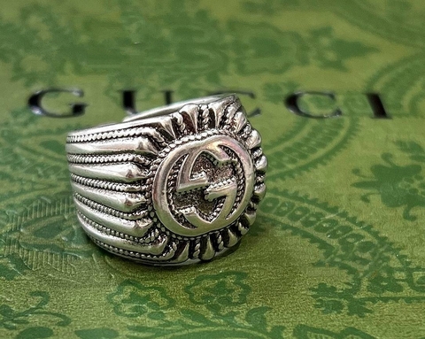 Кольцо печатка style by GUCCI матовое серебро