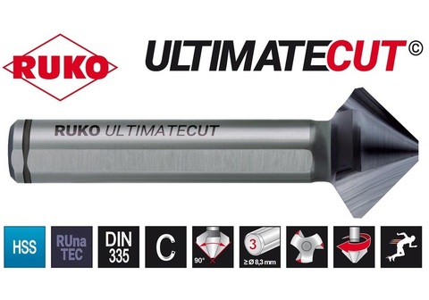 Зенковка ц/х 90° 20,5мм HSSE-Co5 RunaTec 3z DIN335C L63мм d10мм UltimateCut Ruko 102781EP