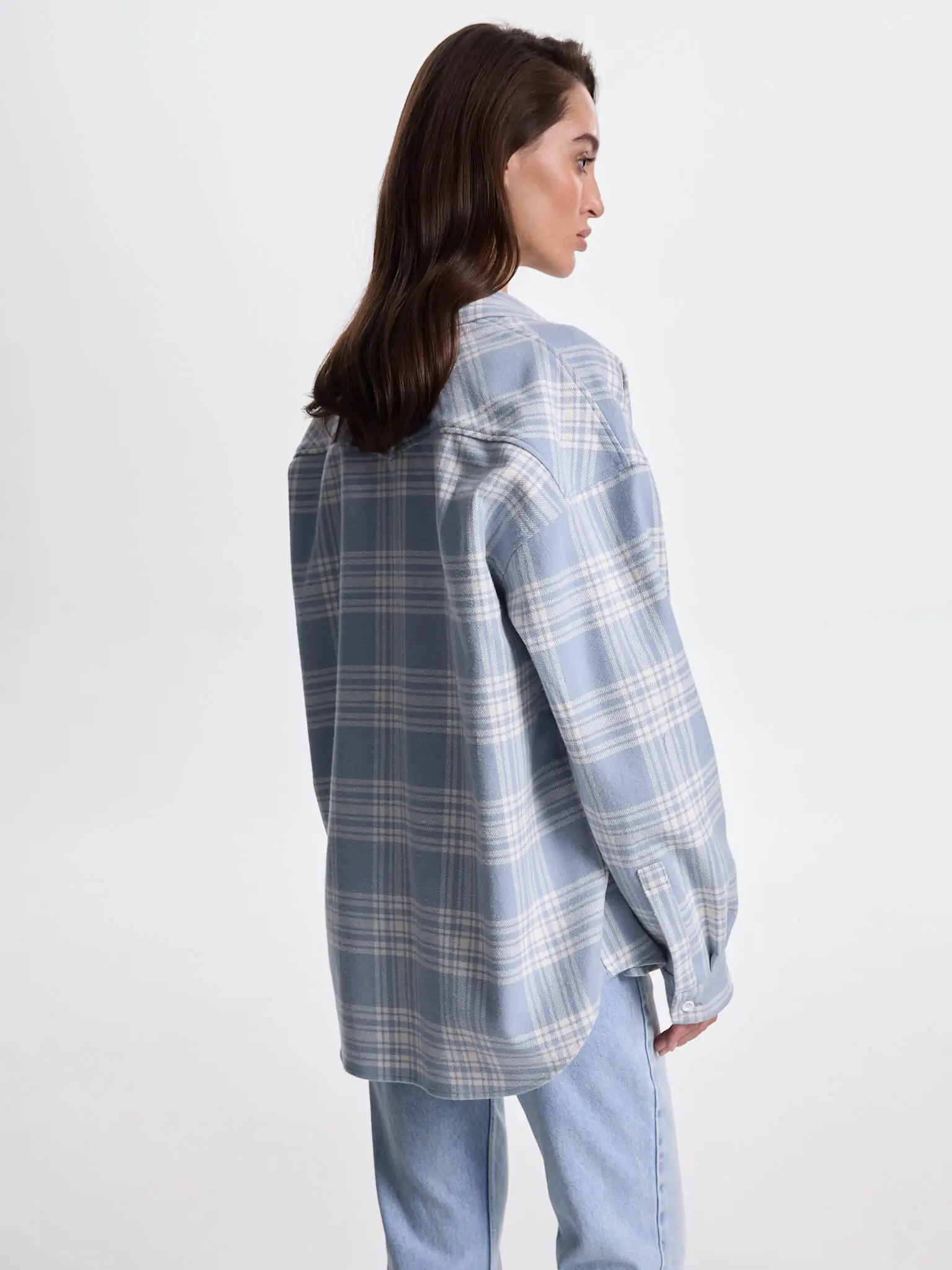 Рубашка в клетку, Голубая