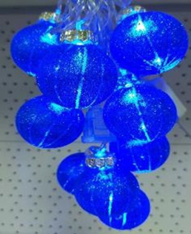 гирлянда нить диод 10л, пластиковый шарик ДОЛЬКИ 5.7см, 5М,  , пр упак (5М/10Л)  СИНИЙ