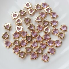 УЦЕНКА!!! Подвеска Сердце с фианитом 13*11 мм, сиреневый, позолота, У057