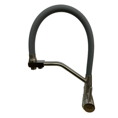 Cмеситель для кухни с выходом для питьевой воды гибкий силиконовый излив серый + сатин