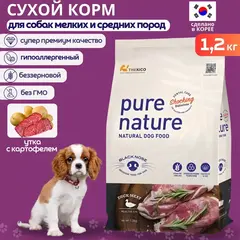Pure Nature сухой беззерновой корм для собак всех пород с уткой и картофелем 1,2 кг