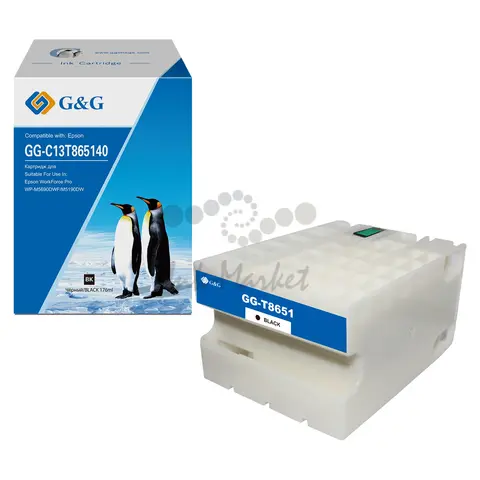 Картридж струйный G&G GG-C13T865140 T8651 черный (176мл) для Epson WorkForce Pro WF-M5690DWF/M5190DW