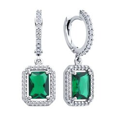 94027018 - Серьги из серебра с зелеными фианитами