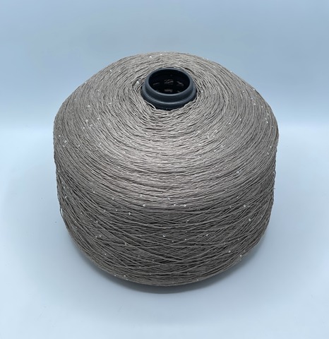 Бобинная пряжа, Linette Pailletes, 450м, 80% Лен, 20% Полиэстер(пайетка), Светлый хаки+пайетка. 39393