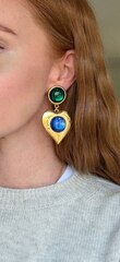 Серьги клипсы из латуни YSL с подвеской сердце в винтажном стиле
