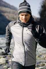 Премиальная куртка для лыж и зимнего бега Nordski Hybrid Hood Grey