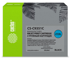 Картридж струйный Cactus CS-C9351C №21XL черный (20мл) для HP DJ 3920, 3940, D1360, D1460, D1470, D1560, D2330, D2360