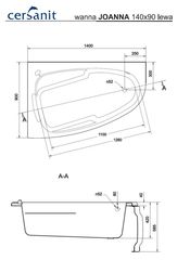 ВАННА АКРИЛОВАЯ CERSANIT JOANNA 140x90 ПРАВАЯ С НОЖКАМИ