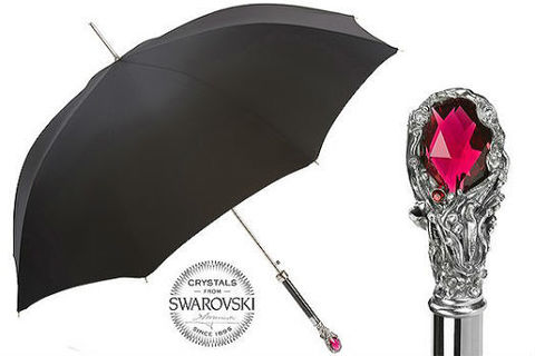 Зонт-трость Pasotti Black Mens Umbrella with Luxury Red Gem, Италия (арт.478 6768-1 W68).