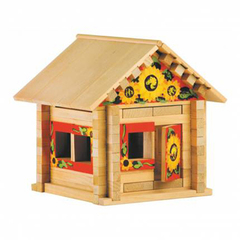 Конструктор"Избушка Теремок. Мебель. Роспись"со светом, 106 деталей