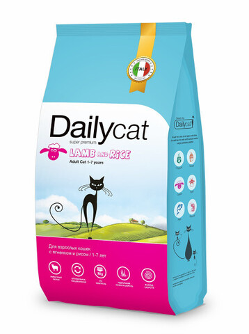 Dailycat ADULT корм для взрослых кошек с ягнёнком и рисом 400 гр