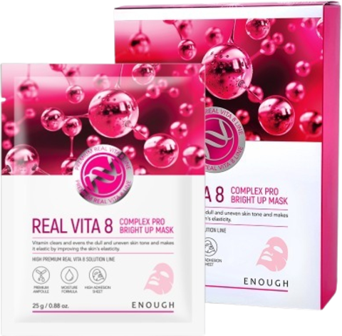 Enough RV Маска на тканевой основе с витаминным комплексом Real Vita 8 Complex Pro Bright up mask