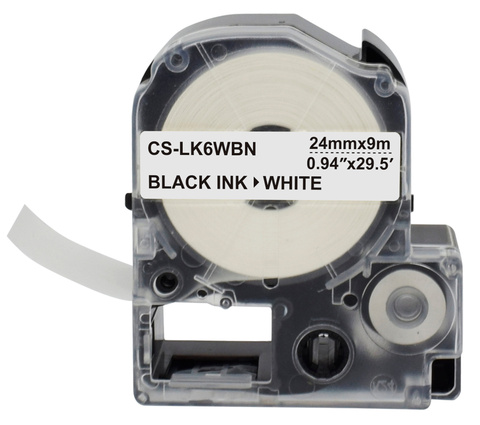 Картридж ленточный Cactus CS-LK6WBN черный для Epson LW700, LW600P, LW1000P, Z700, Z900