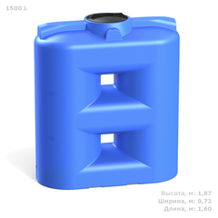 Ёмкость пластиковая пищевая Полимер-Групп SL 1500 л. прямоугольные (1600x720x1870см;61,6кг;синий) - арт.559040