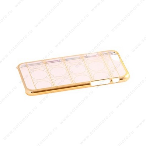 Накладка пластиковая для Apple iPhone 6s/ 6 прозрачная задняя стенка с кругами золото,