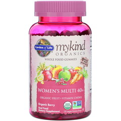 Garden of Life, MyKind Organics, мультивитамины для женщин в возрасте от 40 лет, органические ягоды, 120 веганских жевательных конфет