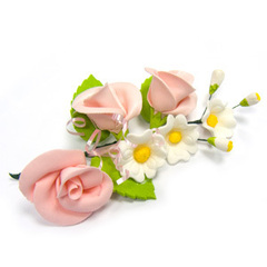 Украшение сахарное БУКЕТ РОЗОВЫЕ РОЗЫ  18 см.