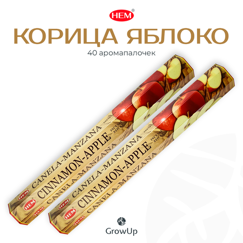 Набор ароматических благовоний палочек HEM Корица Яблоко, 2 уп по 20 шт