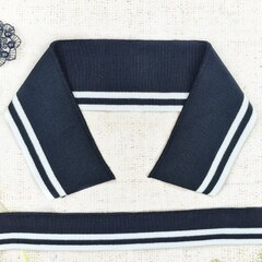 Комплект воротник ш. 7 см, д. 48 см + подвяз ш. 3,8 см, д. 130 см, чёрный с белым