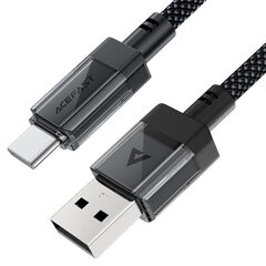Кабель 2-в-1 ACEFAST C12-04 USB-A To USB-C Transparent Shell Stainless Steel Charging Data Cable, черный