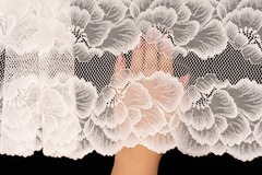 Кружево эластичное молочное 24 см, Китай