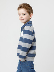 джемпер  для мальчика  КР 302795/серый меланж,синий,полоска к616