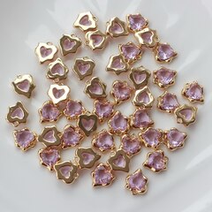 УЦЕНКА!!! Подвеска Сердце с фианитом 13*11 мм, сиреневый, позолота, У057