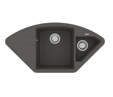 Lemark 9910047 Кухонная мойка Lemark IRKANA 980 врезная угловая с доп. чашей и крылом из кварцгранита цвет: Серый шёлк