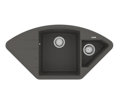 Lemark 9910047 Кухонная мойка Lemark IRKANA 980 врезная угловая с доп. чашей и крылом из кварцгранита цвет: Серый шёлк фото